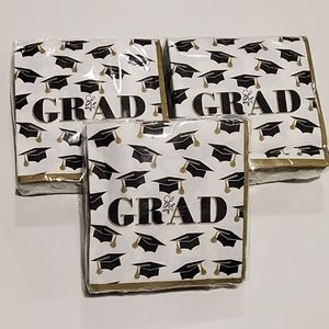 Lot of 3 THE GRAD napkins 40 count x 3 Total of 120 napkins NWT in original seal